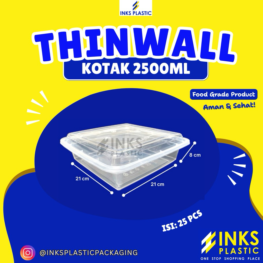 THINWALL 2500 ML KOTAK SQUARE 2500ML (25 PCS)