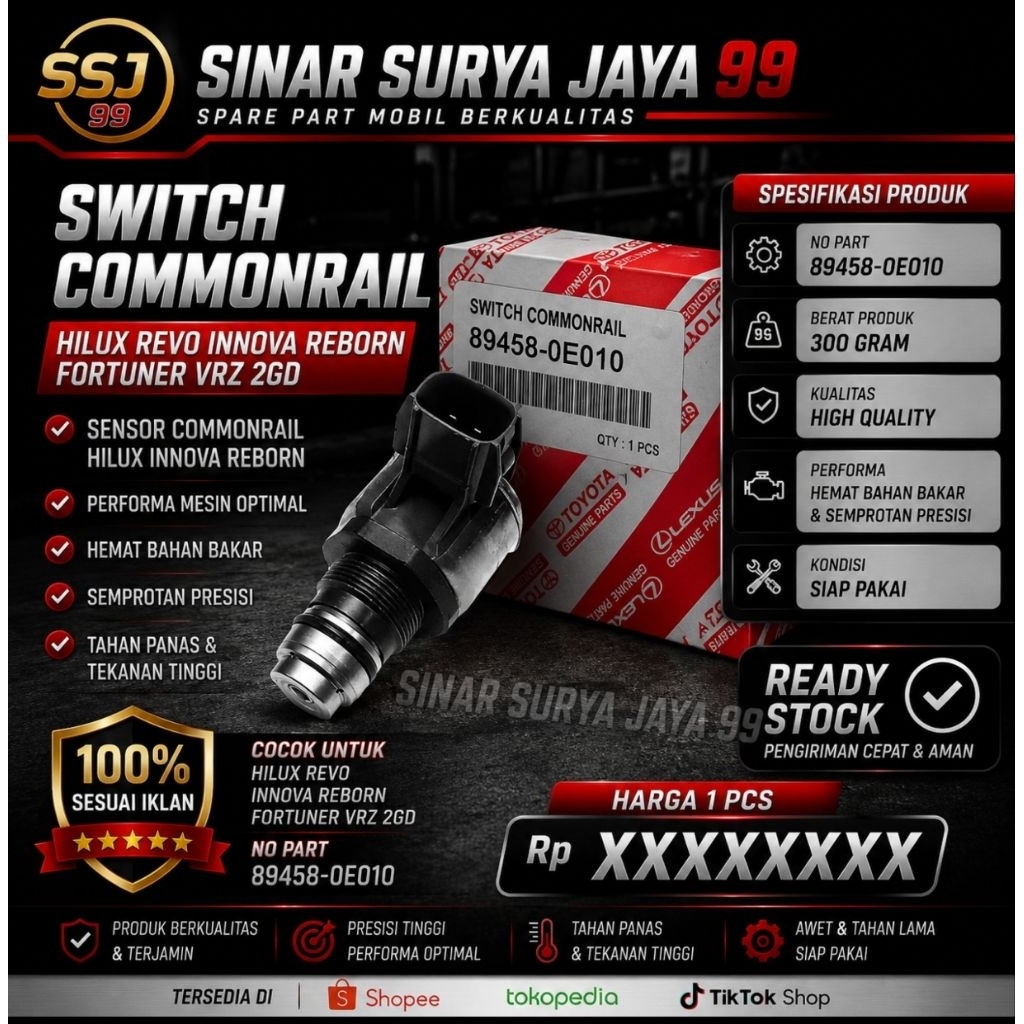 Switch Commonrail HILUX Revo Innova Reborn Fortuner VRZ 2GD Sensor Commonrail HILUX Innova Reborn