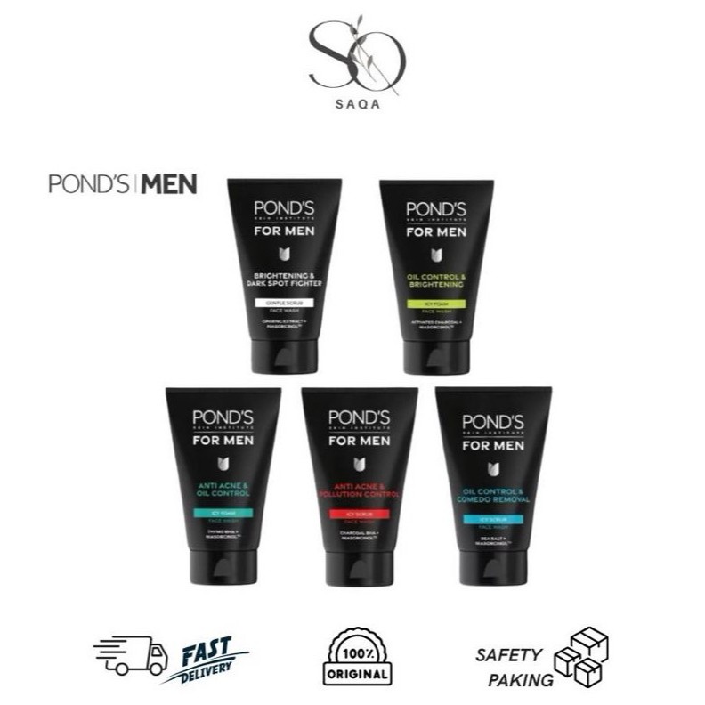 Ponds Koleksi Men Face Wash untuk Pria - Brightening & Oil Control - Original & Aman - Paket Lengkap
