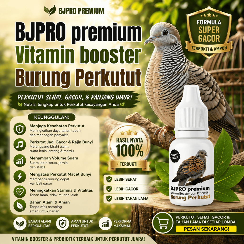 Vitamin Burung Perkutut premium 3 Tetes Gacor Manggung Jamu Herbal Suplemen Tembak Dorr Anti Virus F