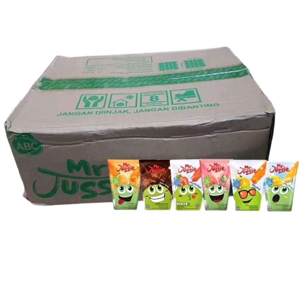 1 DUS MR. JUSSIE MILKY STROBERY | ANGGUR | JERUK | MANGGA | JAMBU | COKELAT NETTO 48 PCS X 90 ML mur
