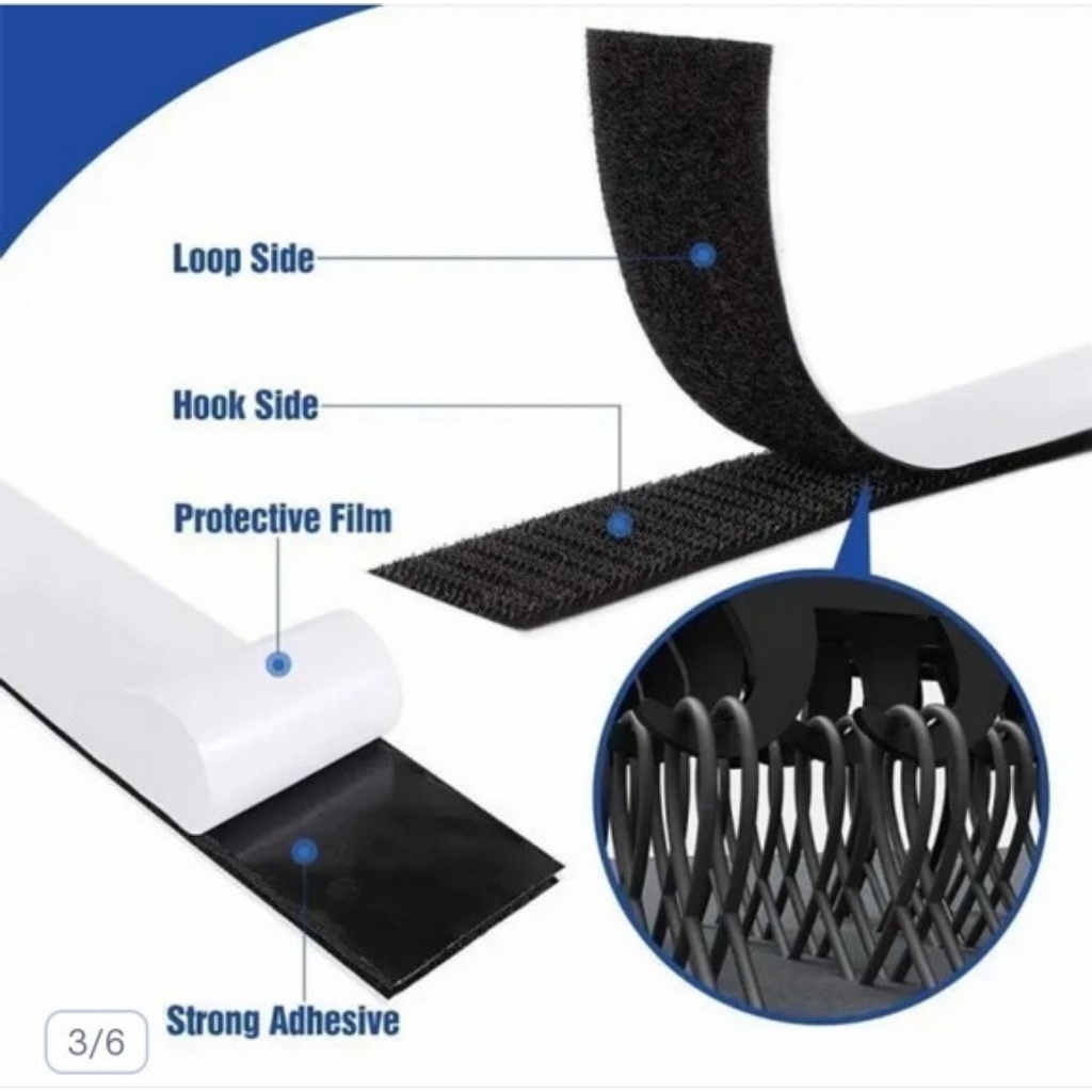 Velcro Perekat Velcro Tape Lakban Double Tape Hook And Loop Adhesive Perekat Velcro 3M Orginal 1set 