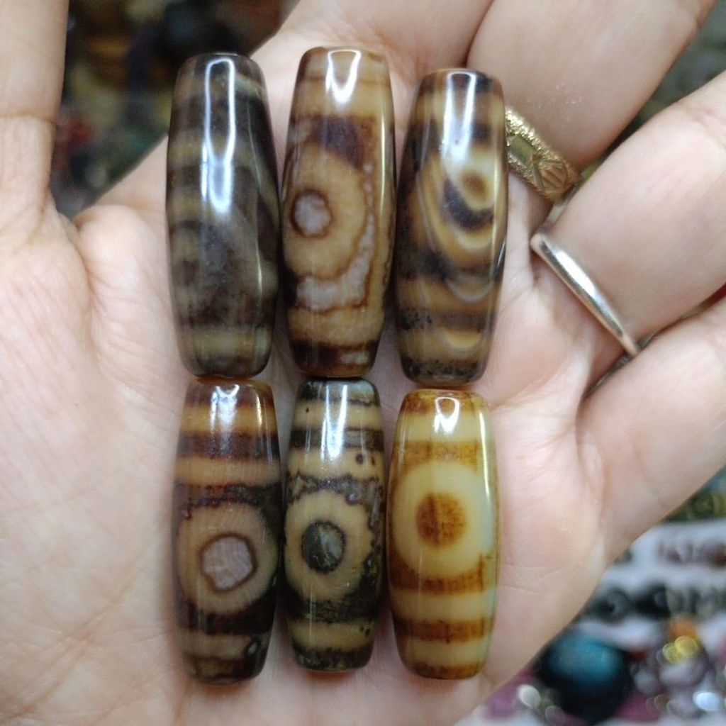 dzi bead spacer tibetan old 2 eye asli batu alam natural