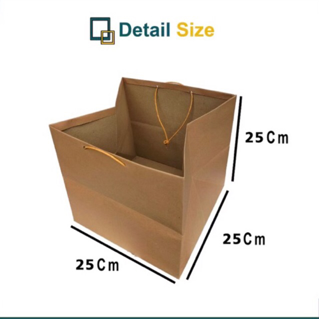 (GROSIR DAN SATUAN)Paperbag Tas Kertas paperbag besar lebar 25x25x25 Cm - Model Coklat termurahhh