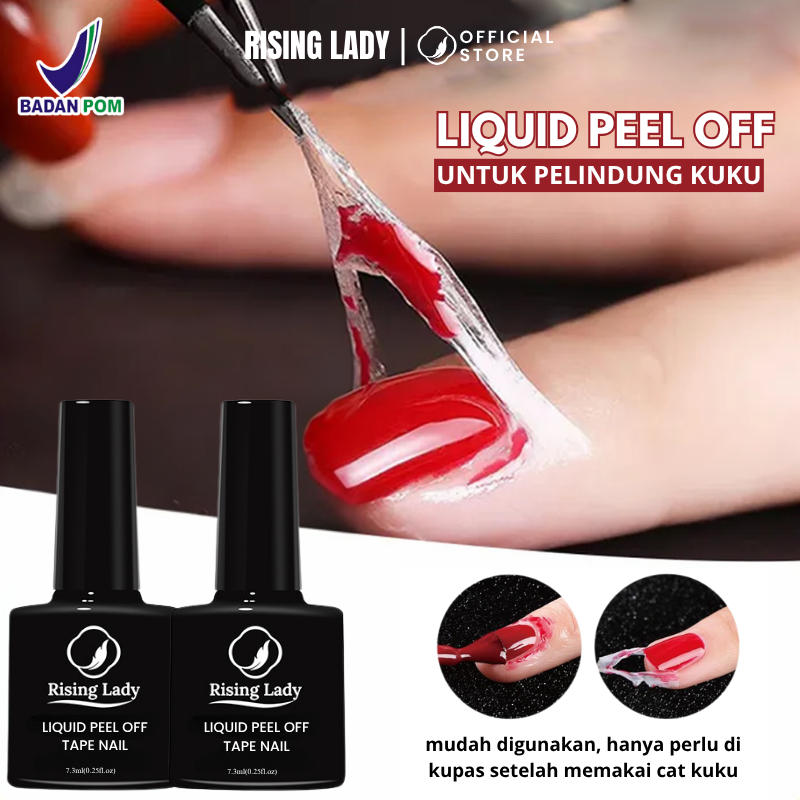 [ COD ] BPOM Rising Lady Liquid Peel Off Nail Liquid / Fungel Top Coat / Base Coat / Matte / Blossom