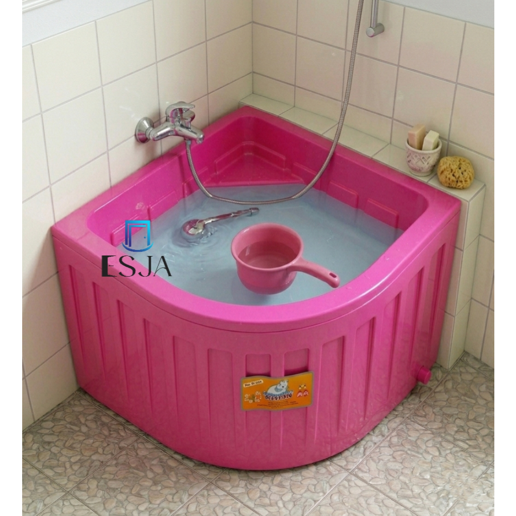 Walrus Bak Air Sudut Kamar Mandi PVC Warna Pink Desain Minimalis 120L