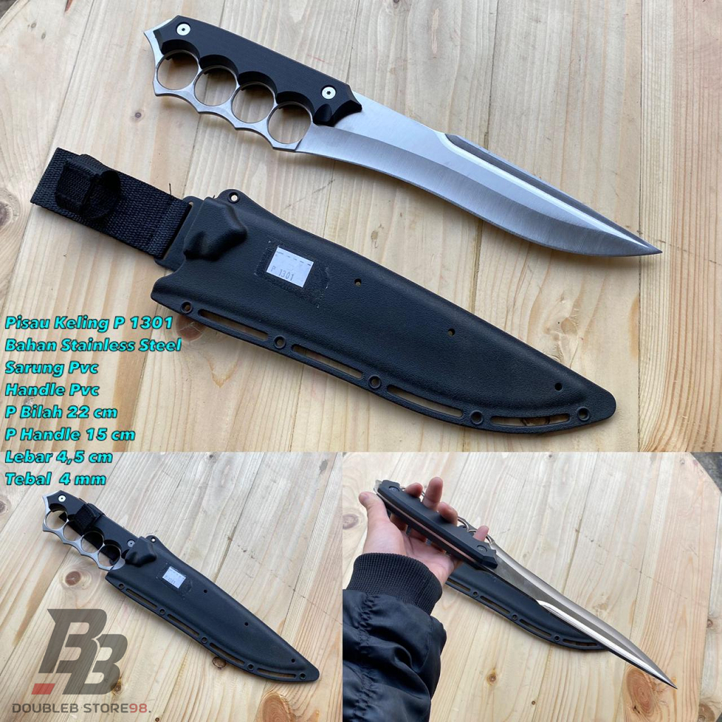 Pisau Stainless Steel Premium | Pisau Outdoor Survival Camping | Handle PVC Sarung PVC | Pisau Kolek