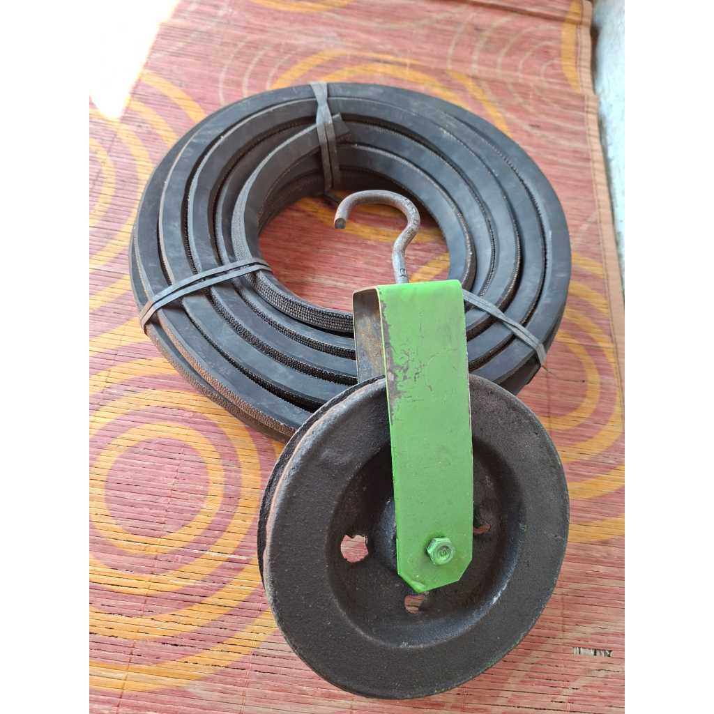 Katrol timba + Tali karet timba 12meter / Kerekan timba air sumur