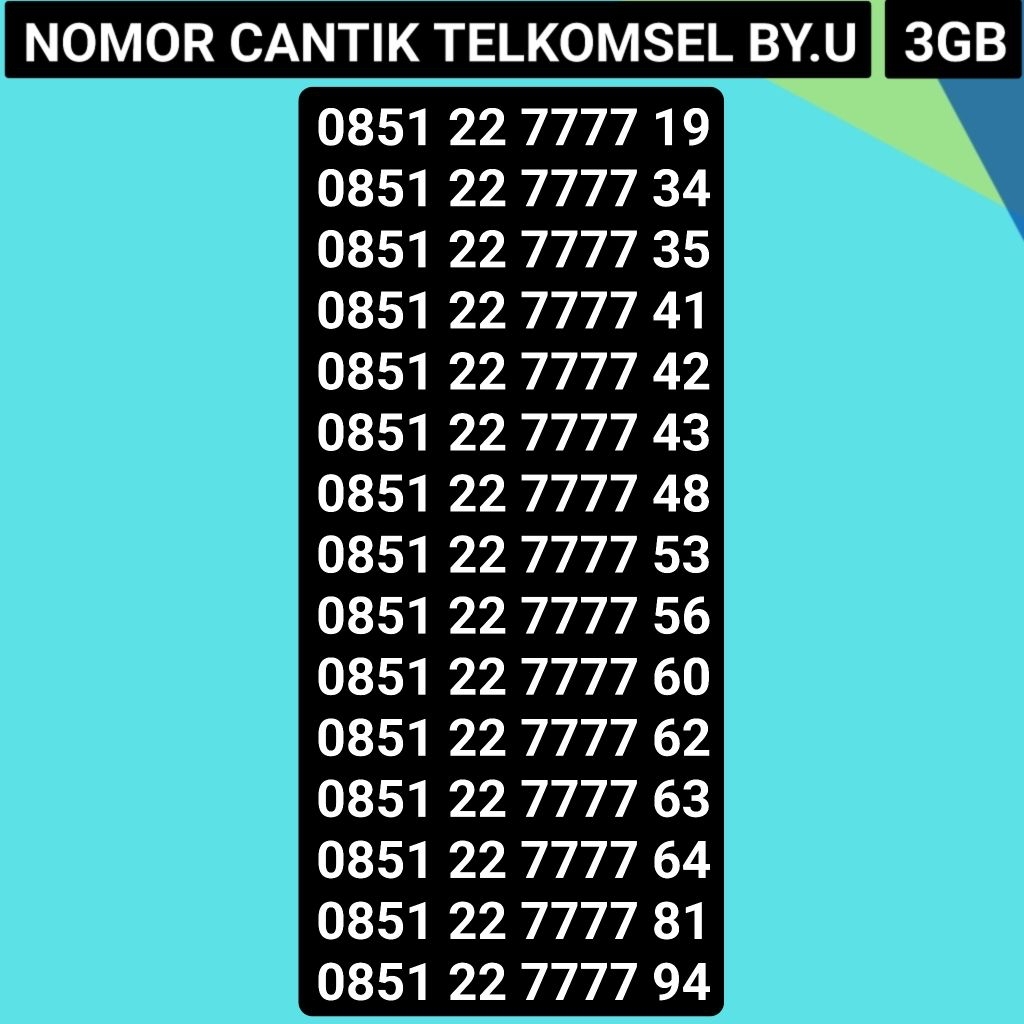 NOMOR CANTIK BYU by.U TELKOMSEL BYU B.YU BYU Seri kembar