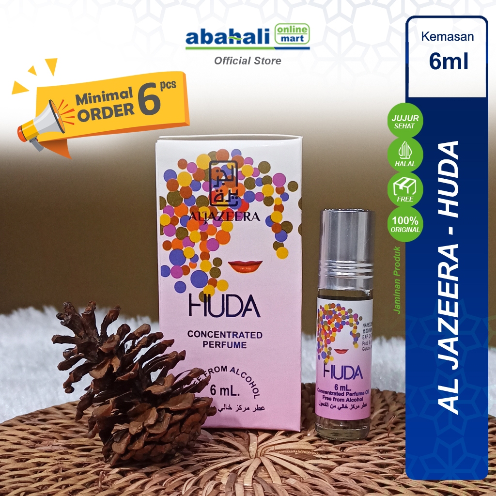 Al Jazeera Roll On 6ml Huda Min - 6 Pcs Aroma Feminim, Non Alkohol, Tahan Lama