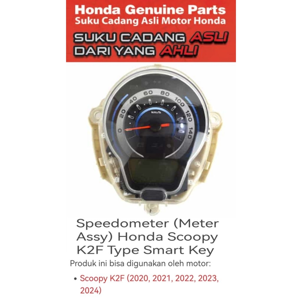 37100K2FN11 Speedometer (Meter Assy) Honda Scoopy K2F Type Smart Key