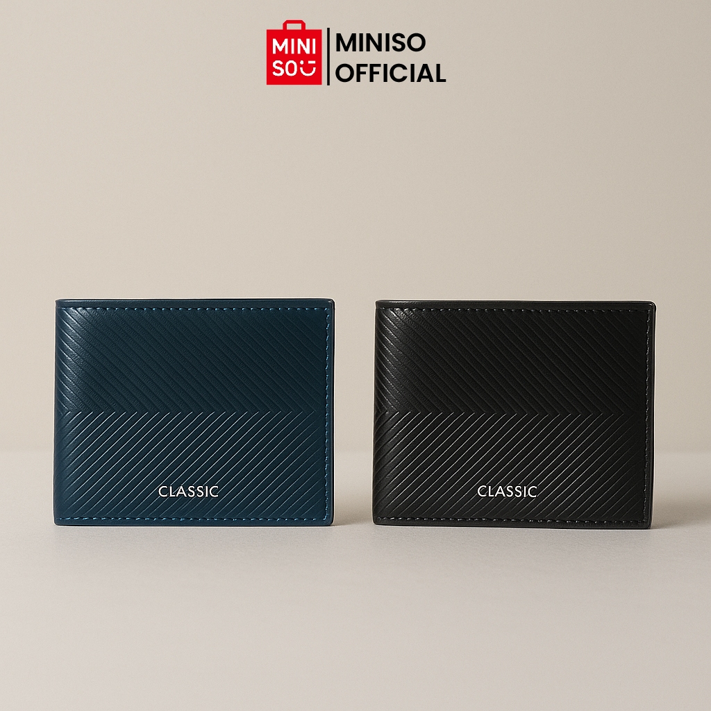 MINISO Embossed Men's Wallet Dompet Lipat Pria Simple Classic