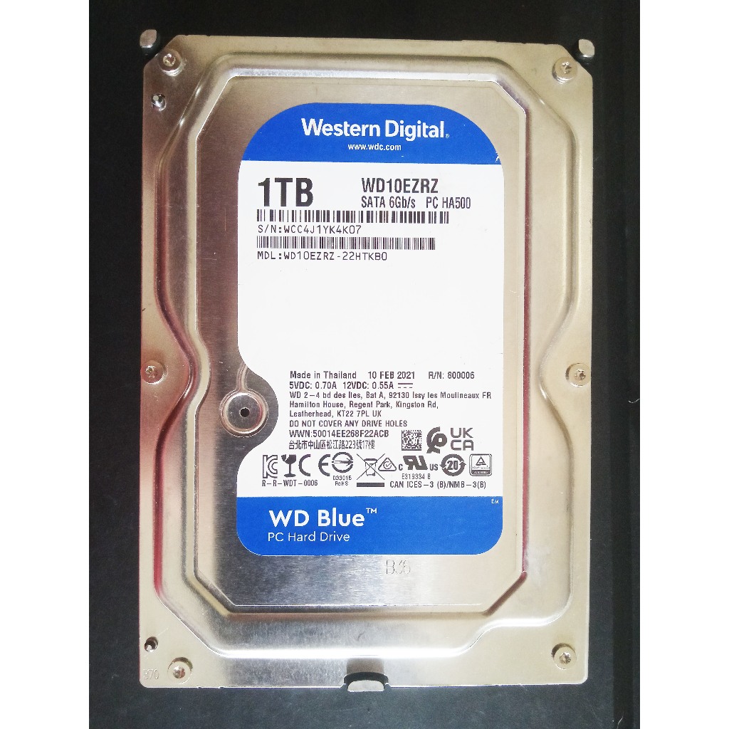 Harddisk Western Digital Blue 3.5 inch. 1 Tb. WD10EZRZ