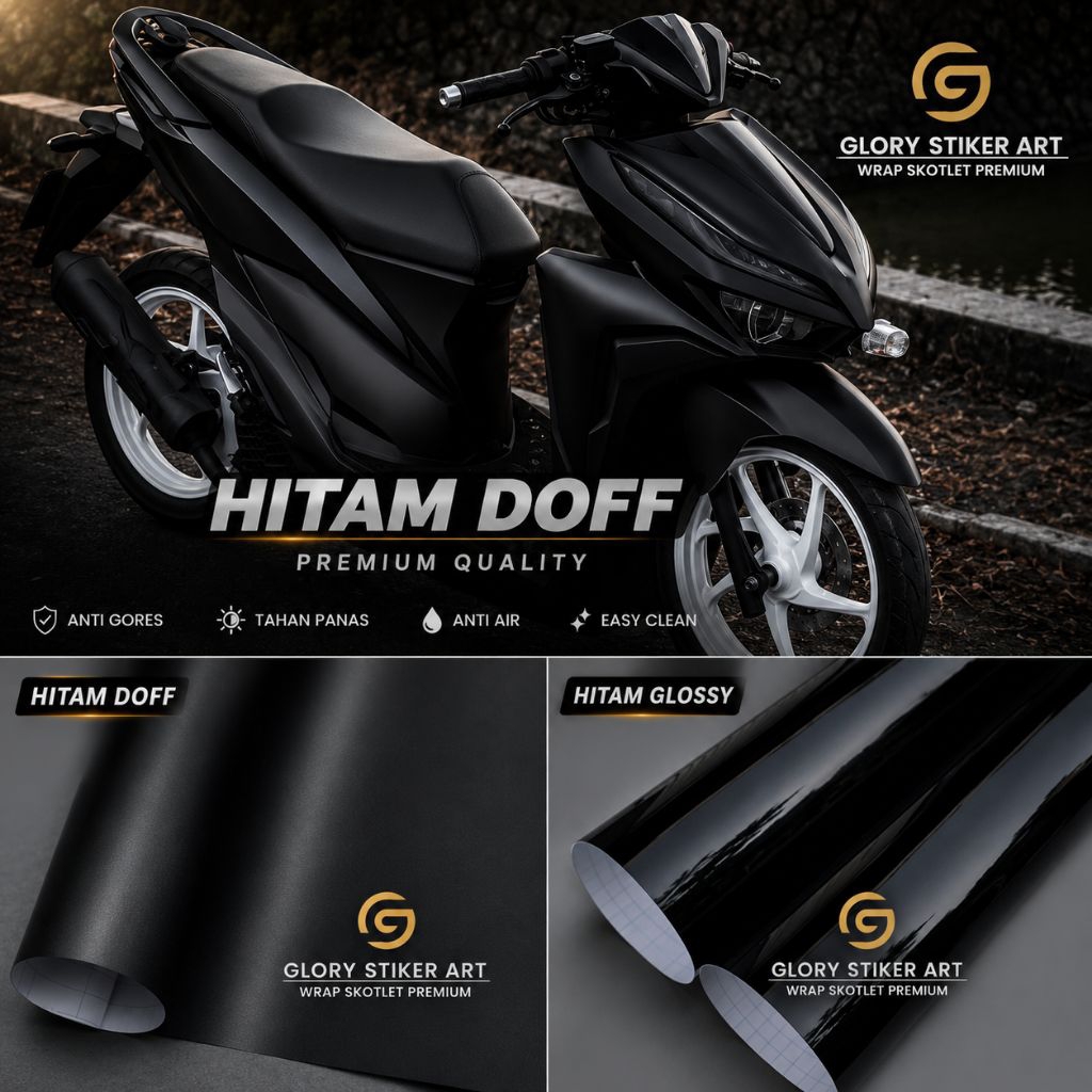 Stiker Skotlet Motor Hitam Doff Premium Scotlite Mobil Motor Beat Vario Nmax PCX
