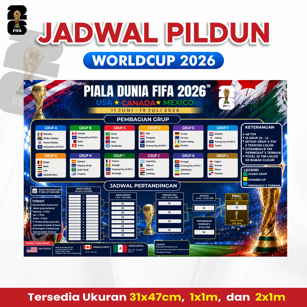 Jadwal Piala Dunia World Cup 2026 | Poster & Banner Jadwal Piala Dunia FIFA 2026 Siap Pakai