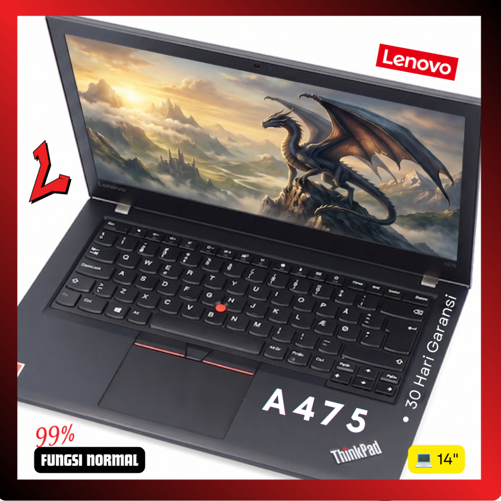 ThinkPad A475 AMD PRO A12 A10 RAM 8GB / 256GB SSD Laptop Lenovo Minus Bekas Second Seken Mouse Touch