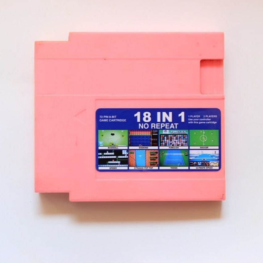 Kaset Nintendo 8 Bit 72 pin Vcom 18 in 1 No Repeat Tested Normal Game Jadul