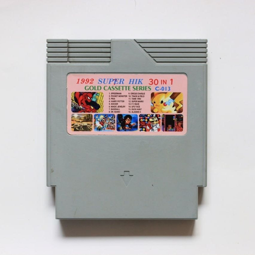 Kaset Nintendo 8 Bit 72 pin Vcom 30 in 1 Mario Spiderman Pikachu Tested Normal Game Jadul
