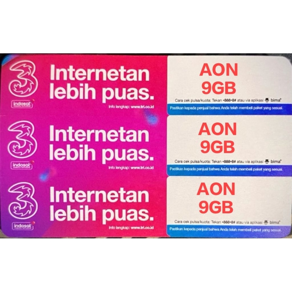 VOUCHER DATA TRI AON 9GB