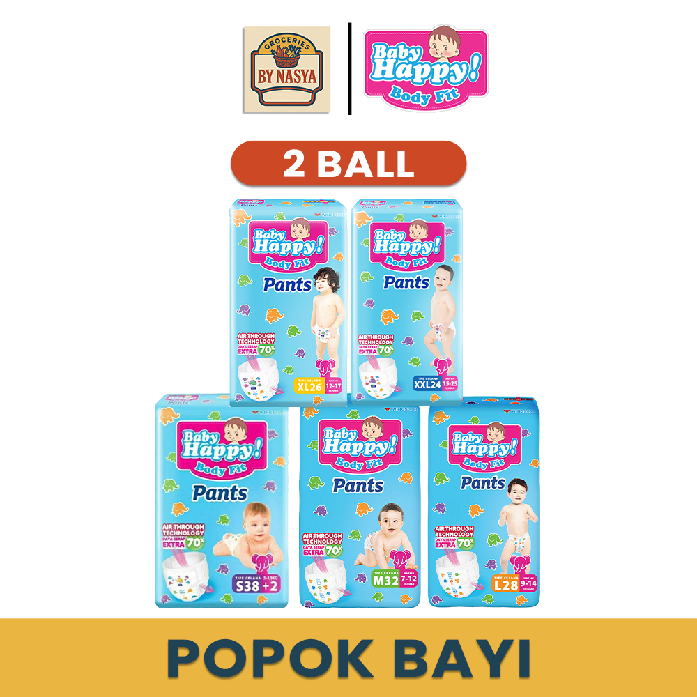 Baby Happy Body Fit  Pants 2 Ball Popok Bayi Semua Ukuran