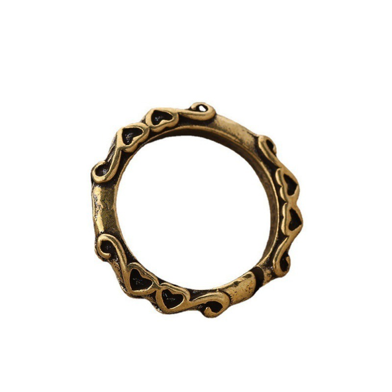 Cincin Vintage Model Love Ukir Klasik Aesthetic Ring Bahan Kuningan Kuno