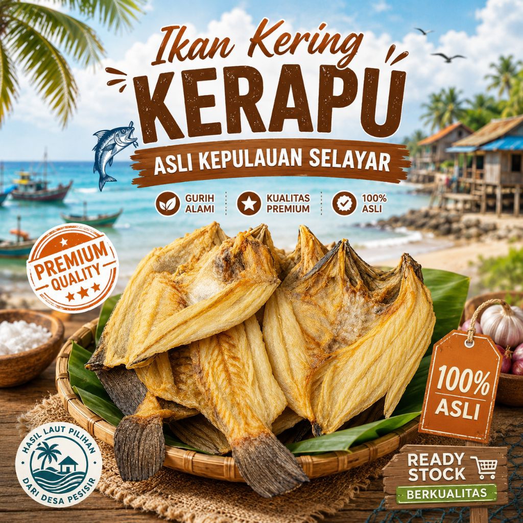 IKAN KERAPU KERING ALAMI TANPA PENGAWET 1KG ASLI KEPULAUAN SELAYAR