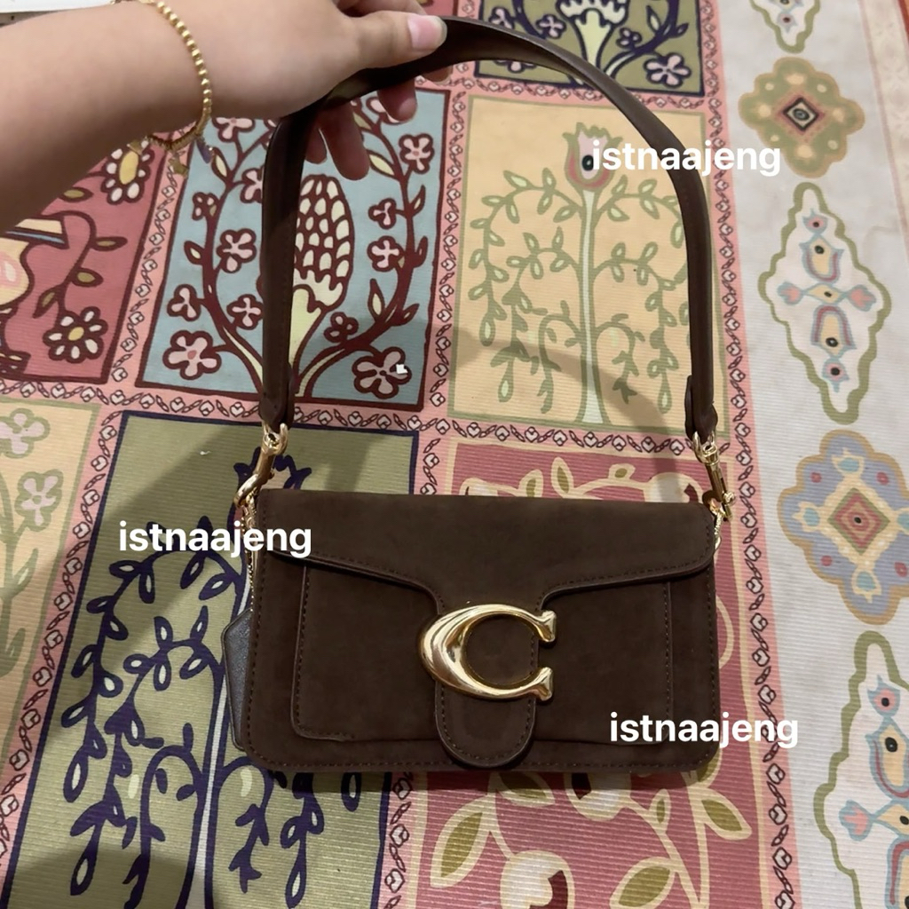 Preloved coach tabby coklat velvet