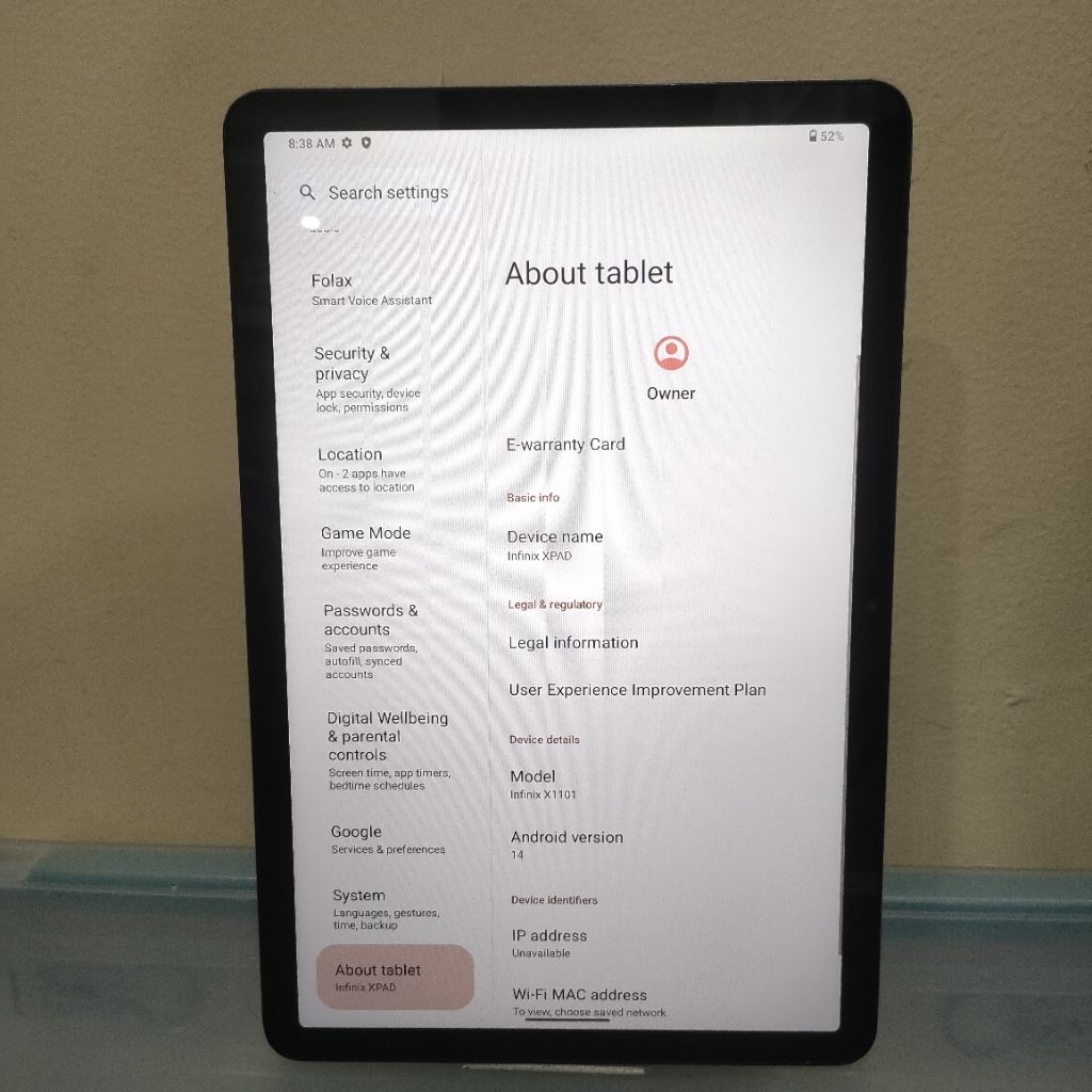Infinix XPad 4G LTE Ram 6 128GB (Batangan, Tanpa Charger)