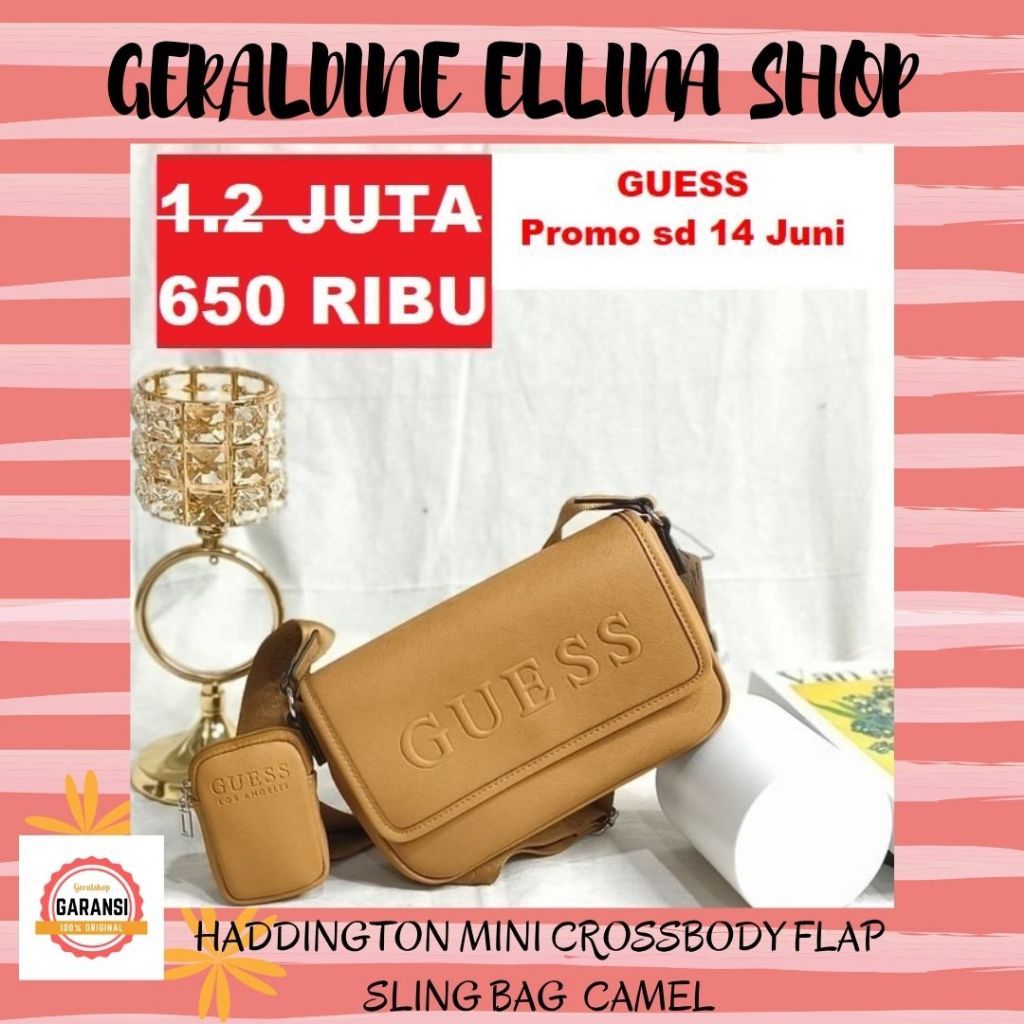 Tas sling bag Guess wanita original 100% seri HADDINGTON MINI