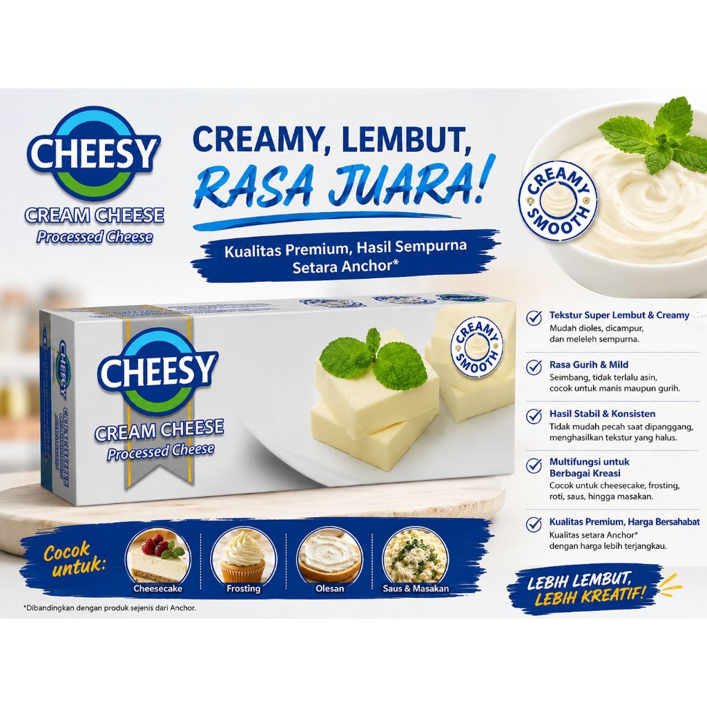 TANYA STOK DULU Cream Cheese Chessy 1.9kg | Krim Keju Enak | Cheese Cream Enak BEST SELLER