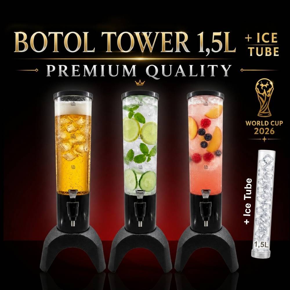 BERGARANSI Botol Tower 1,5L + Ice Tube Ada Tabung Es Batu Kualitas Premium Garansi 1 Bulan Beer Towe