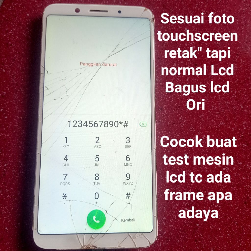 Lcd Touchscreen minus retak Oppo f5 bekas Copotan tapi normal sesuai gambar ( MESIN & KOMPONEN TIDAK