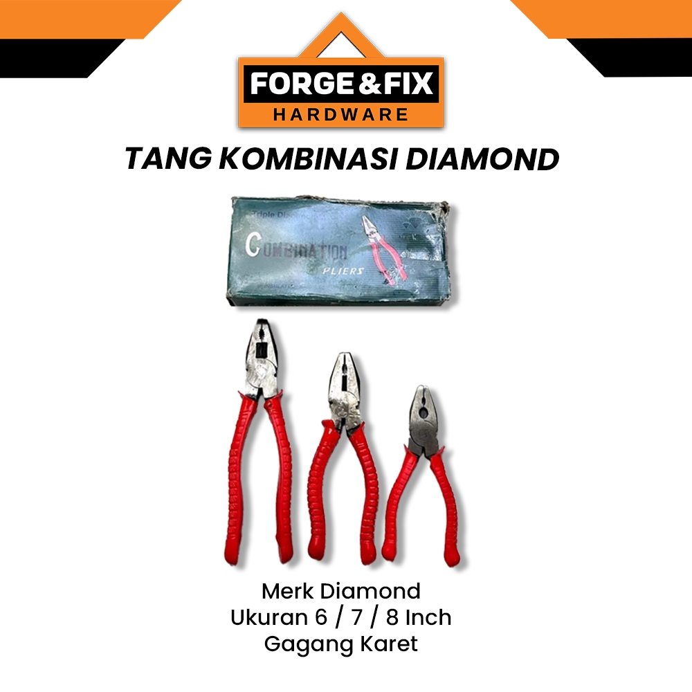 DIAMOND / MAJESTY / RRT Tang Kombinasi / Potong Gagang Karet Combination Plier 6 7 8 INCH