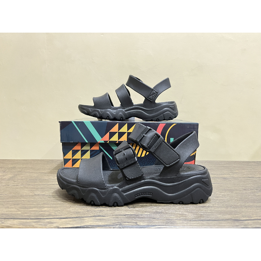 Sepatu Sandal women Slip On Skechers D'Lites 2.0 Foamies Style Icon Black 111061/BBK Original