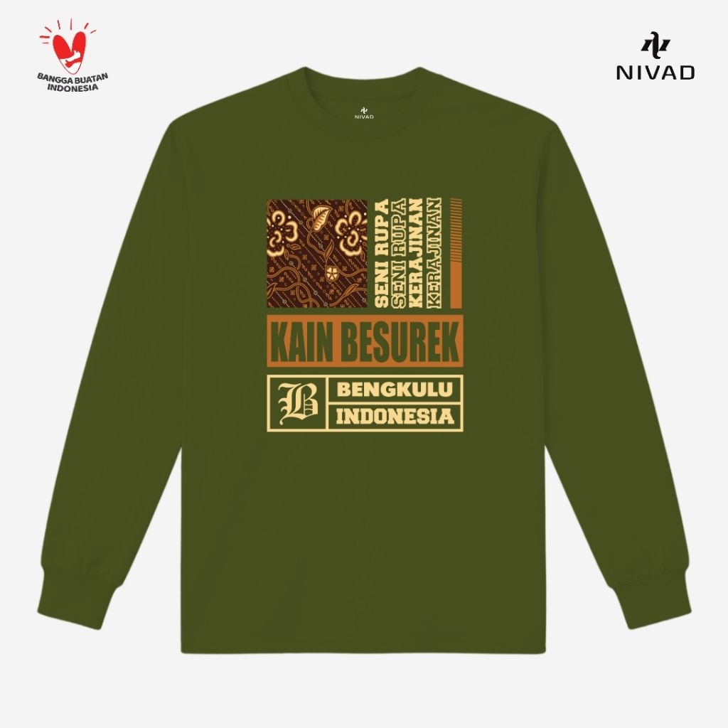 Nivad Kaos Baju Lengan Panjang Kesenian Tradisional Bengkulu Kain Besurek