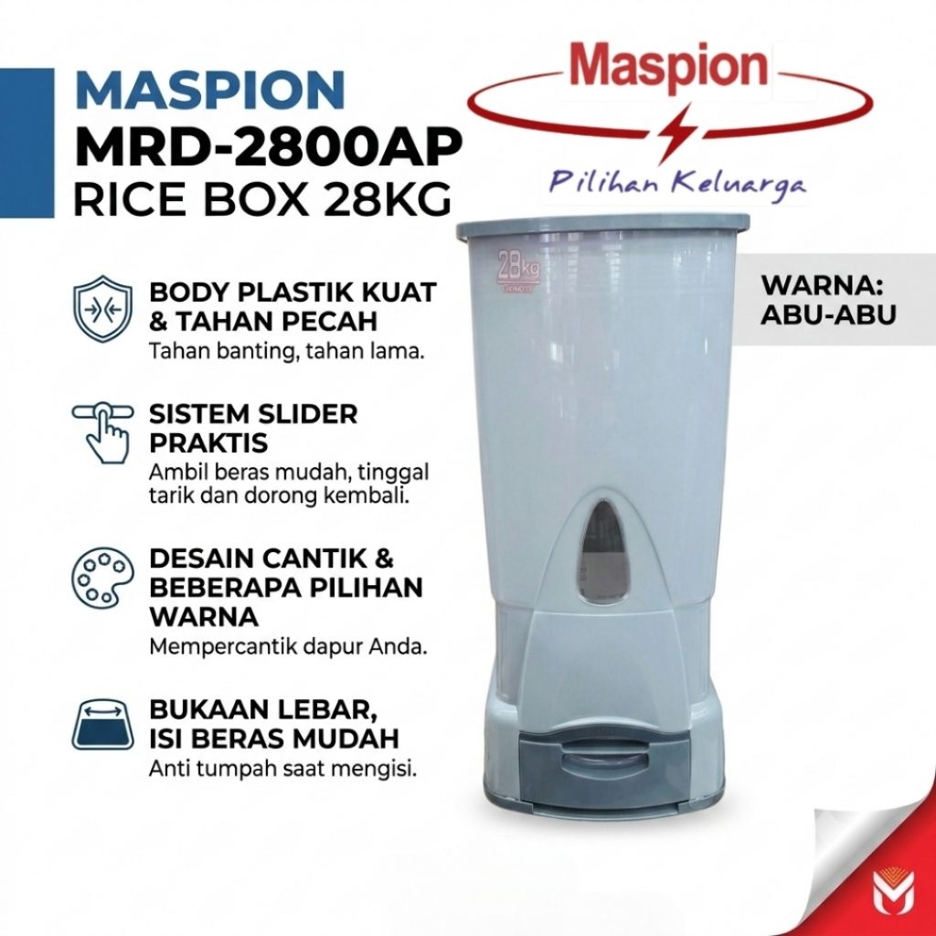 Rice box Maspion 28kg tempat beras Maspion