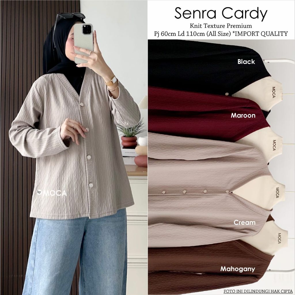 Senra Cardy Blouse Oversize Atasan Jumbo Allsize Busui Premium Knit Uniqlo Original Ori Moca Berlabe
