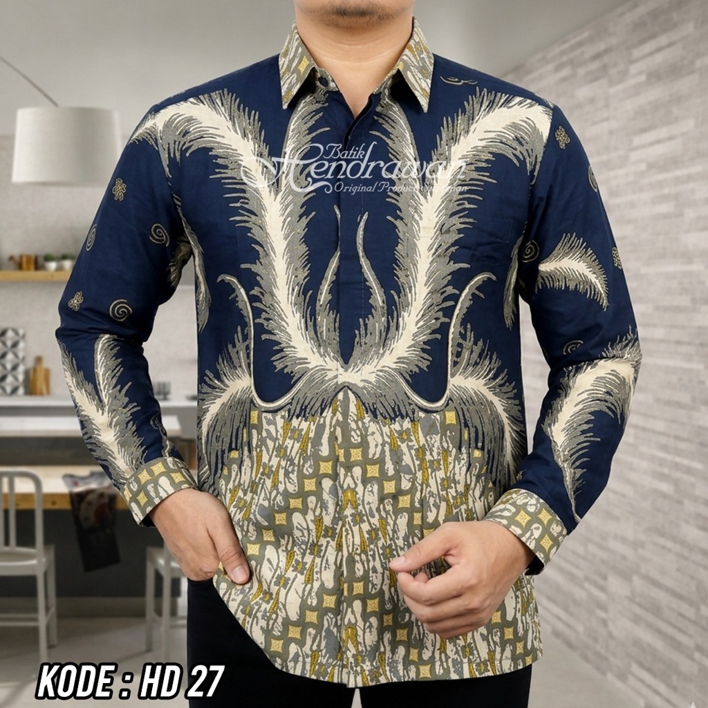 Batik Hendrawan Kemeja Batik Pria Solo Modern Lengan Panjang Lapis Furing Bahan Katun Premium HD 15