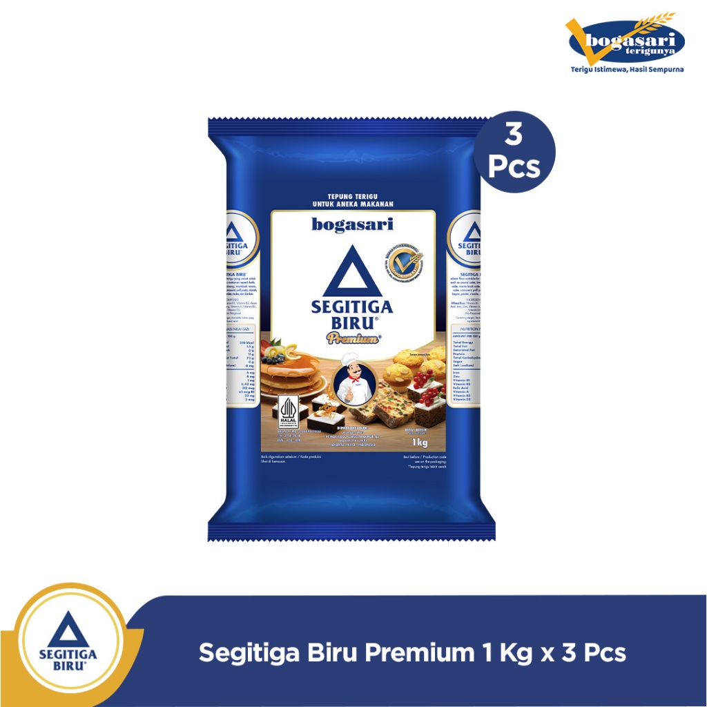 3 PCS - Bogasari Segitiga Biru Premium 1 Kg