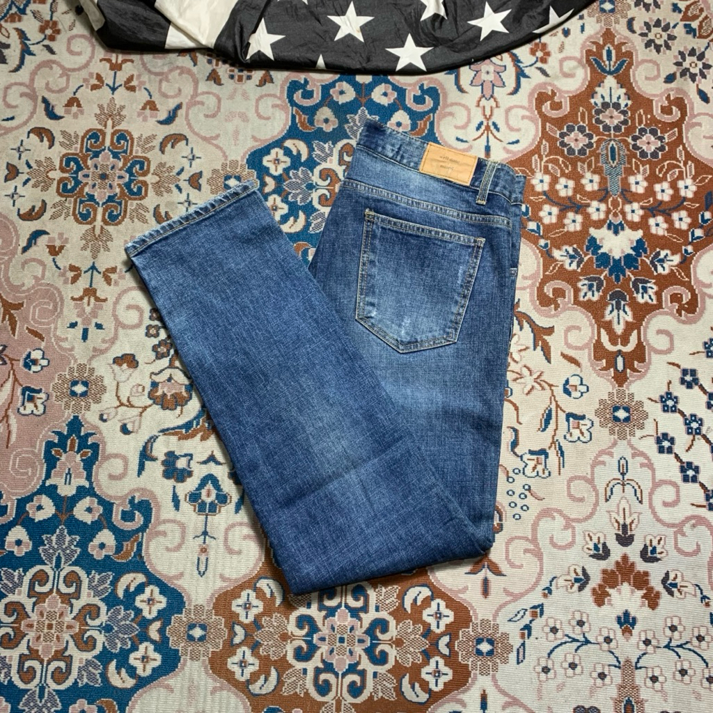 RIPPED BLUE JEANS WELL DONE X MINED REGULAR FIT