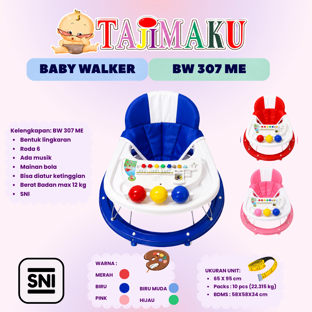 (FREE KARDUS BUBBLE WRAP) Baby Walker Apollo kereta belajar jalan bayi Babywalker  tajimaku