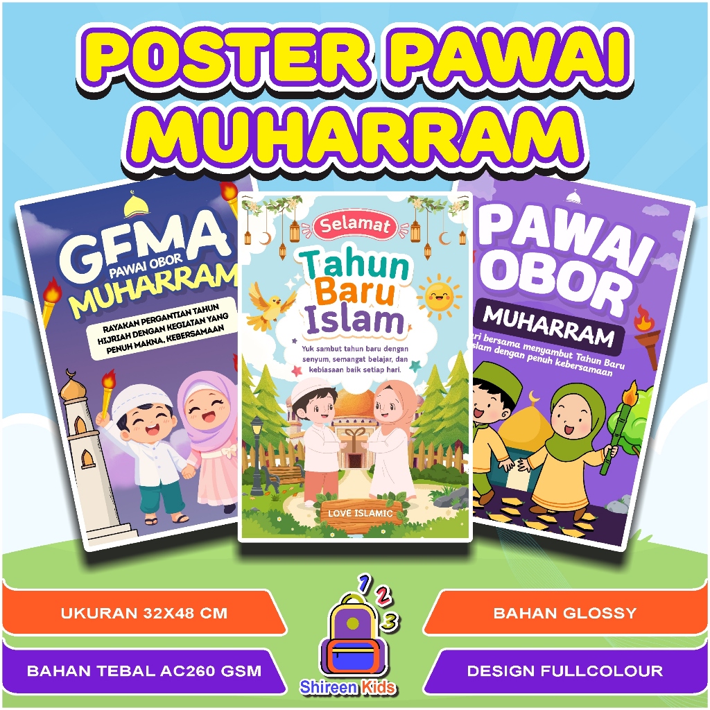 Poster Pawai Muharram || Poster Tahun Baru Islam || Poster Edukasi Anak Islami