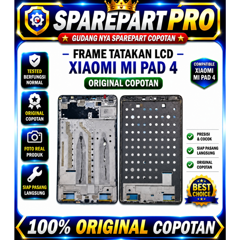 Frame Tatakan LCD Xiaomi Mi Pad 4 Original Copotan Dudukan Tengah Frame LCD Bezel Tengah Tested Norm