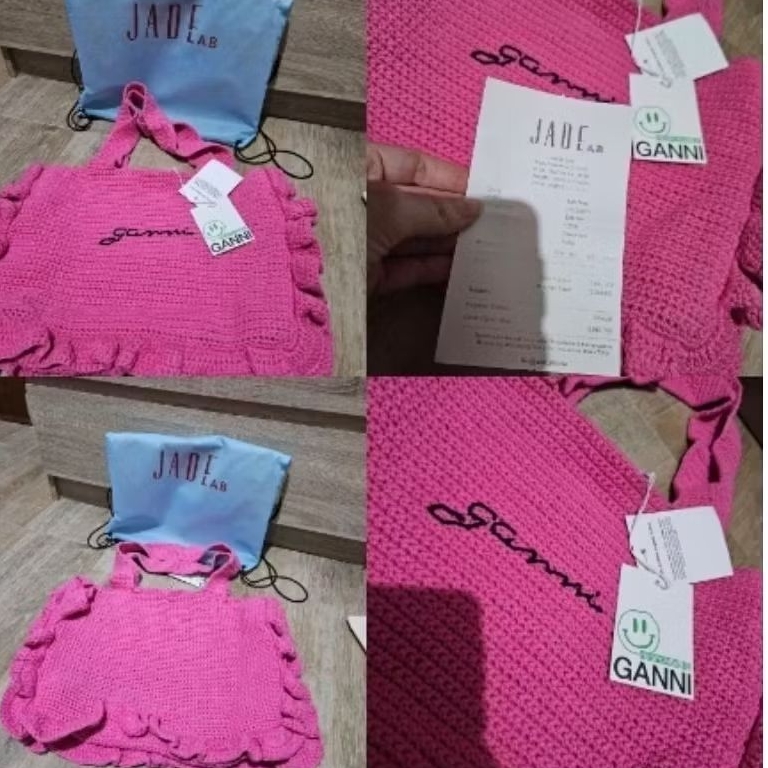 Prelavd ganni crochet pink bag