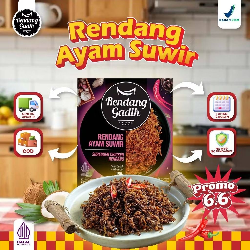 Rendang Gadih  - Rendang Ayam Suwir 150 g