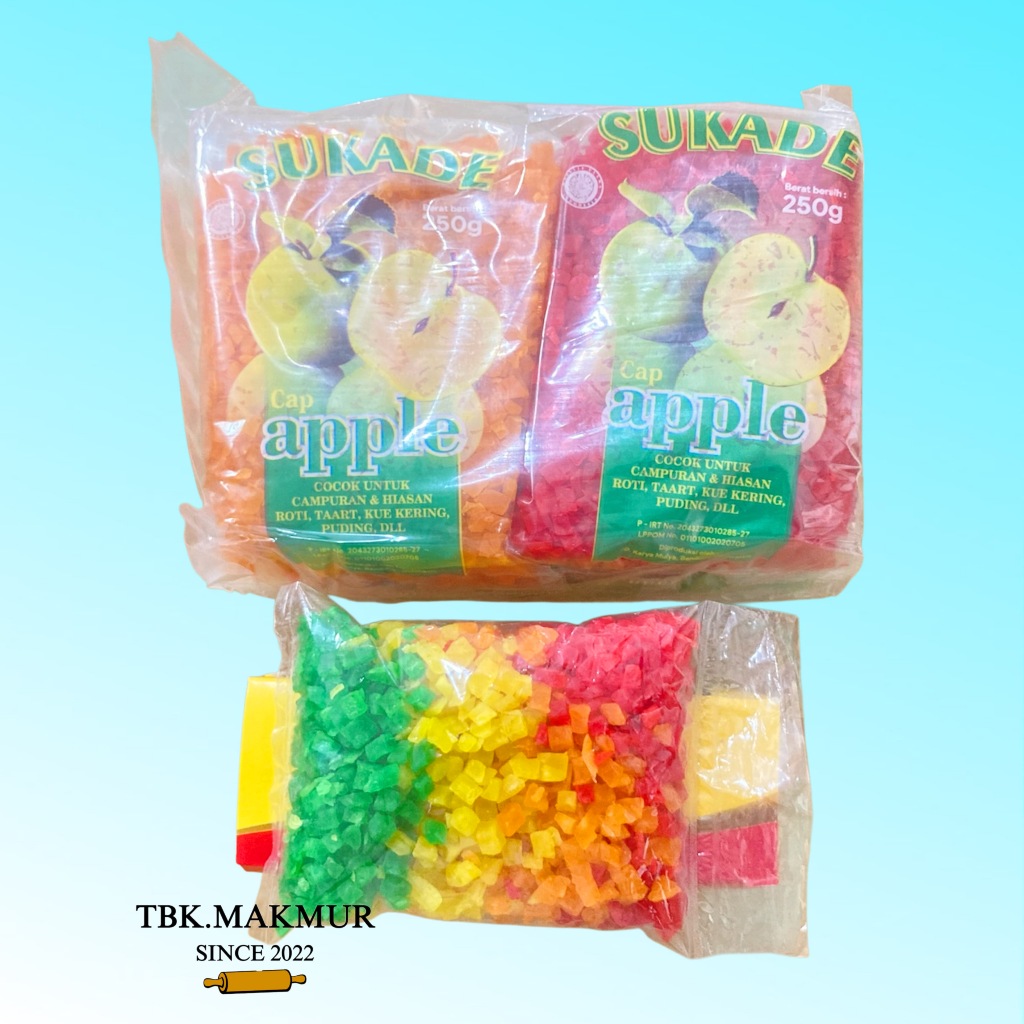 Sukade Apple Manisan Buah Kering Bentuk Dadu | Hiasan kue Bolu Atau Roti - Repack