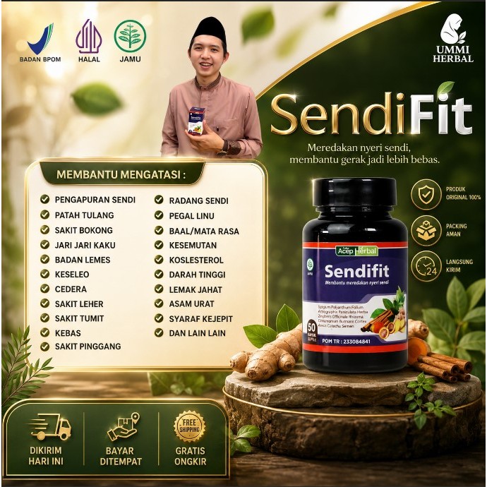 SendiFit Herbal Suplemen Kapsul Obat Persendian Sudah BPOM & Halal Isi 50 Kapsul PALING AMPUH NAMUN 