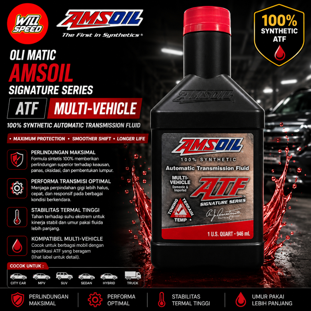 OLI MATIC AMS AMSOIL MV MERAH SIGNATURE SERIES ATF MULTI VEHICLE