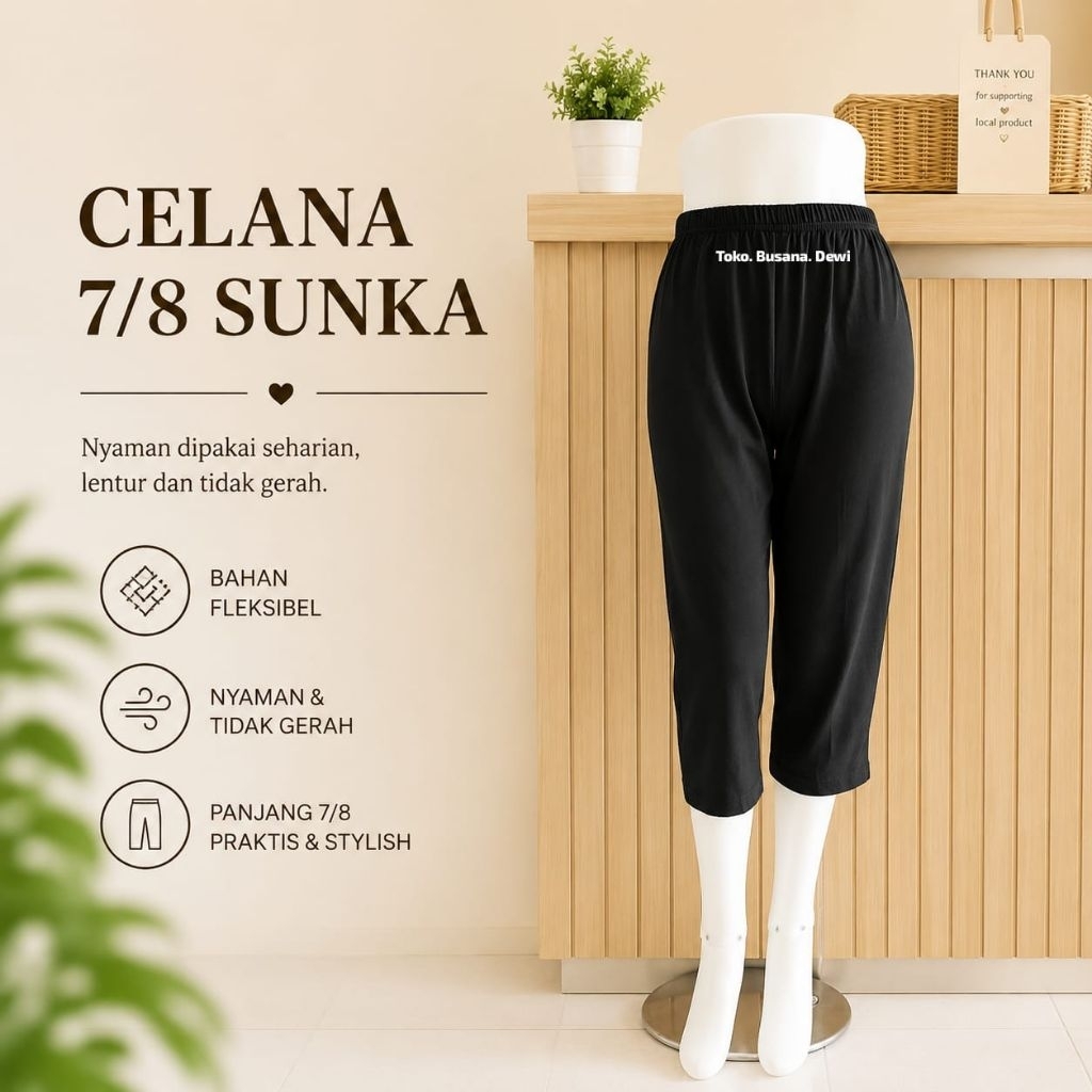 Legging 7/8 Super Lembut Premium by Sunka |  Leging Celana Panjang Wanita Dewasa Remaja L - xxxl | C