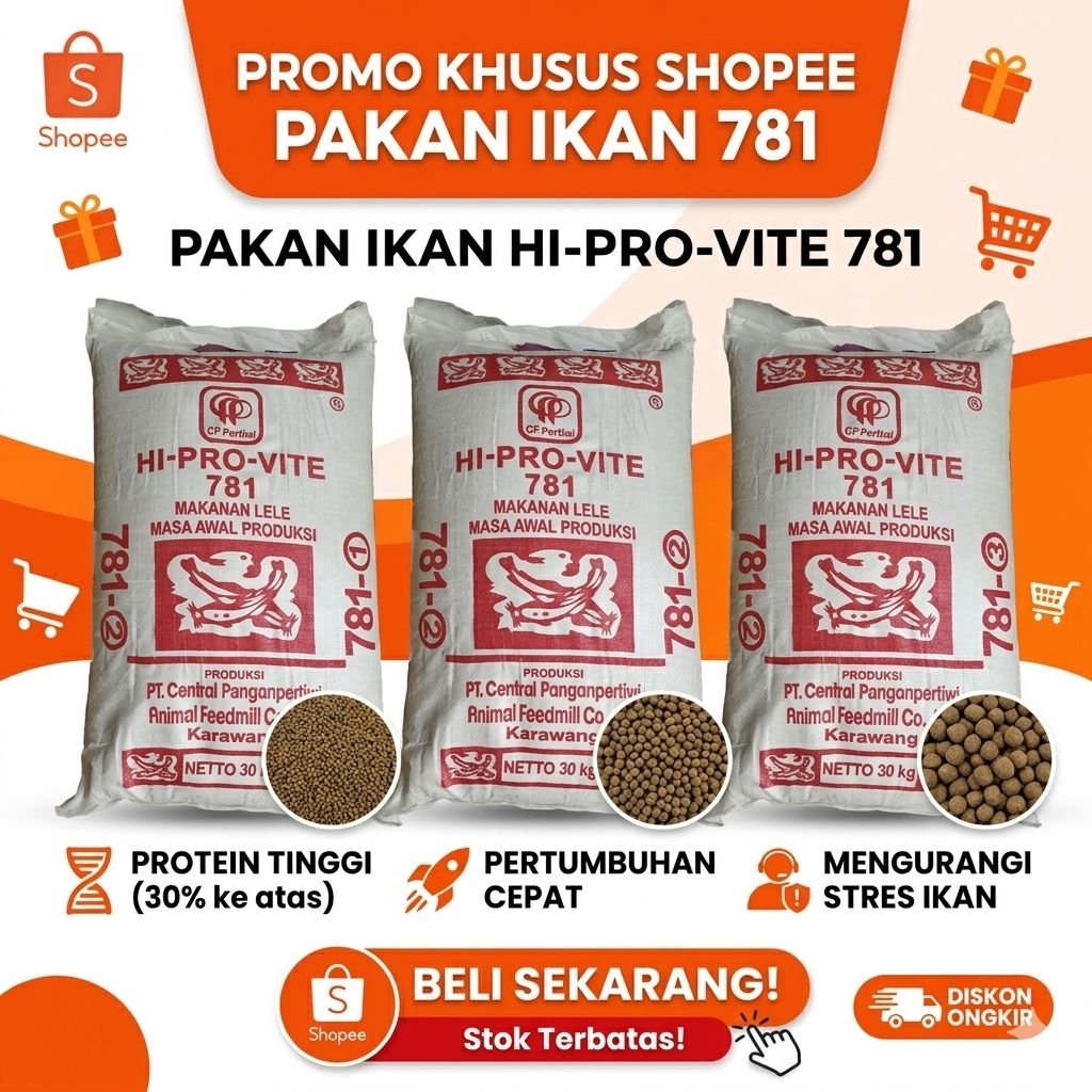 Pakan Ikan Lele Hiprovite 781 (-1) (-2) (-3) REPACK KEMASAN 1kg/500gr (Khusus Instan)